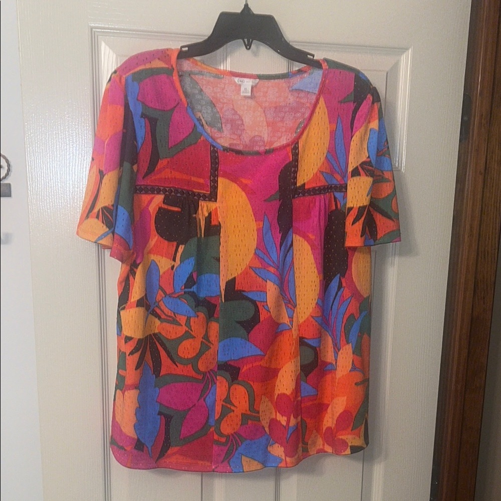 Cato Pink and Orange Graphic Blouse